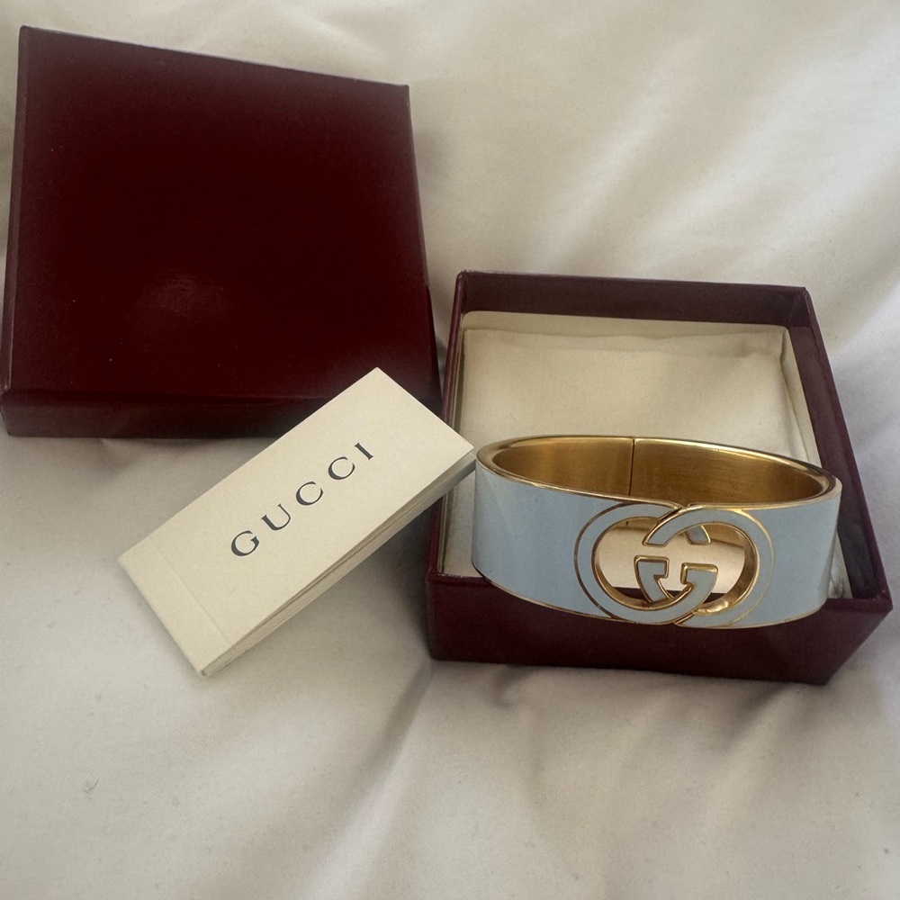 Gucci Gold and Light Blue Cuff